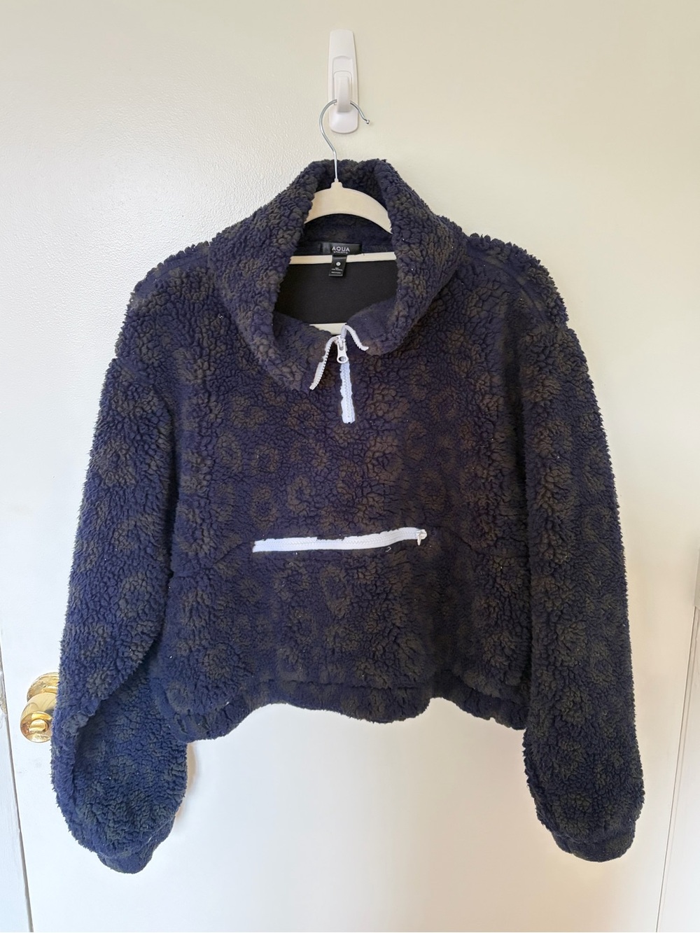 Aqua Navy Sherpa Quarterzip Jacket